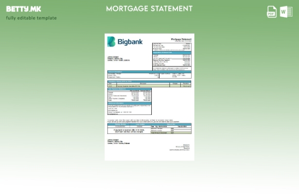 Модерен стил Шаблон за извод за хипотека од банка на Естонија Бигбанк